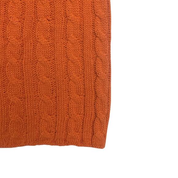 Rust Orange Cable Knit Short Dress Medium Sleeveless Sweater Fall Mini Pumpkin - Picture 4 of 9